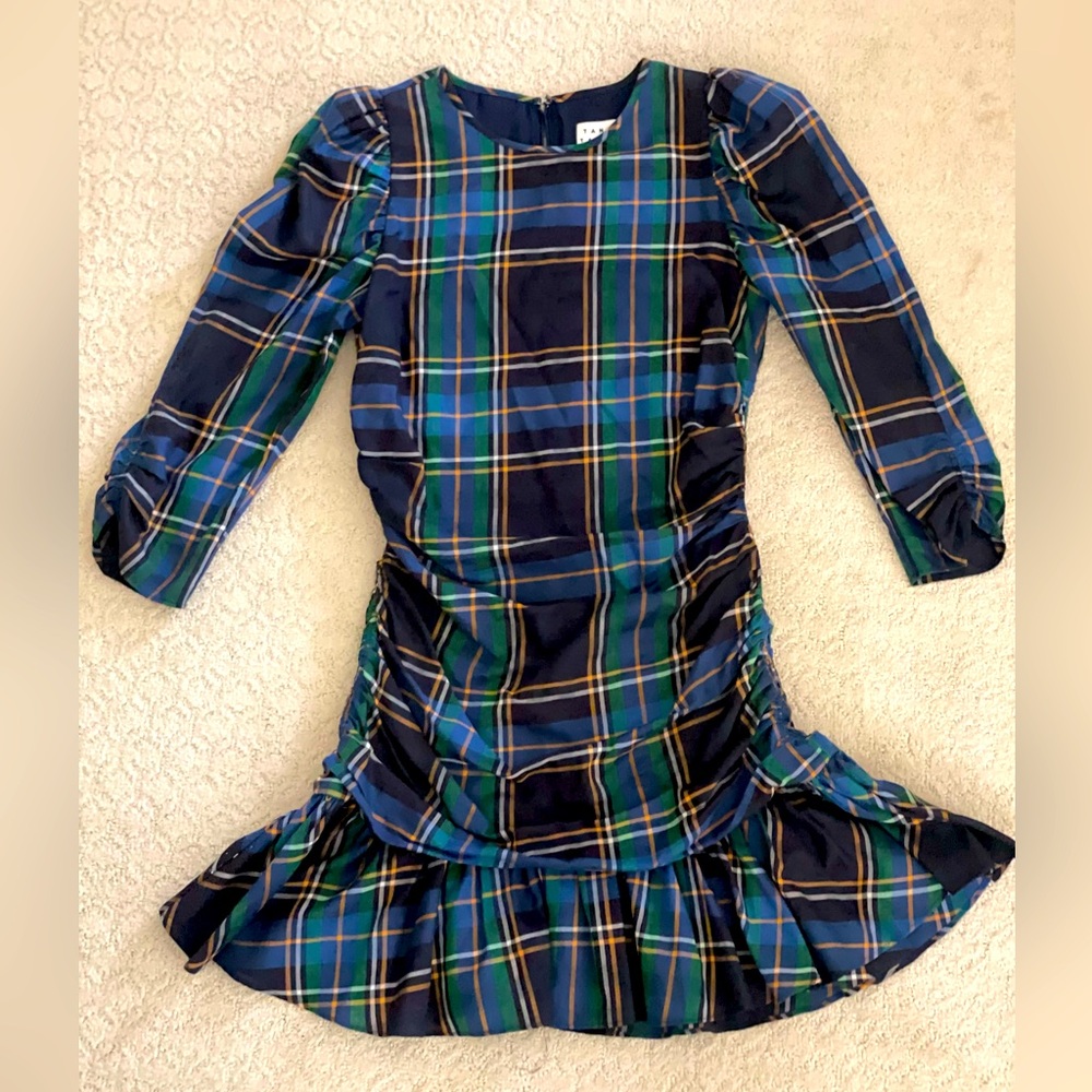 Tanya Taylor size 4 tartan ruched and flare dress, excellent condition